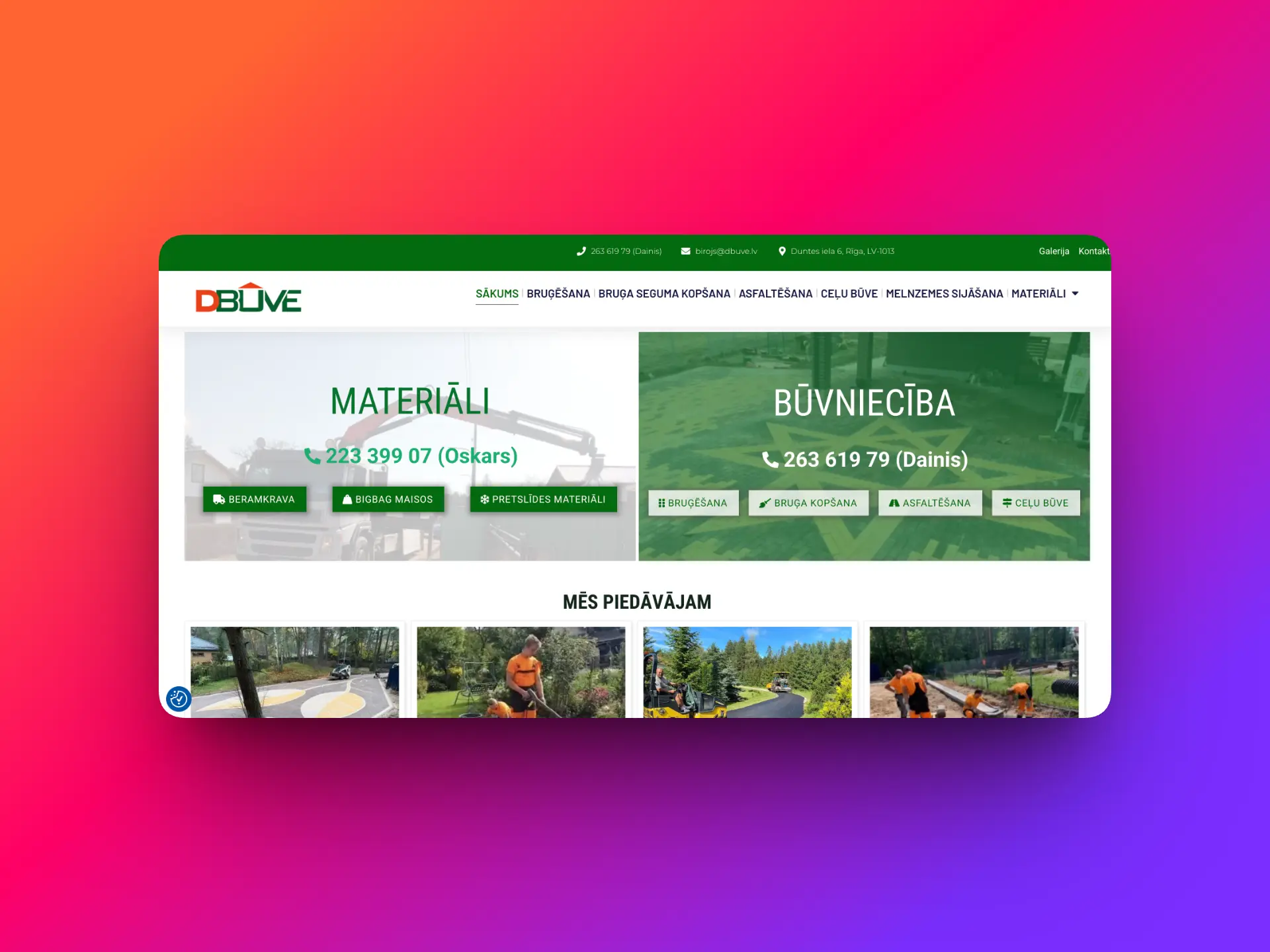 DBuve.lv — būvniecības uzņēmuma mājas lapa